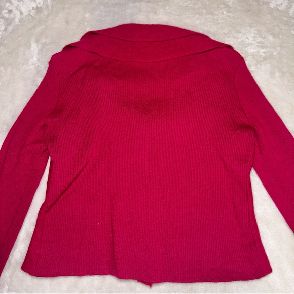 Alfani Boiled Wool Flutter Collar Jacket Maroon Button Down Size PM Petite - Picture 12 of 14